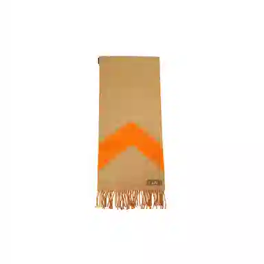 Hermes Herringbone Cashmere Scarf Camel