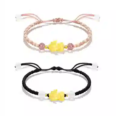 吉瑶 中式  萌趣可爱 招财貔貅 新中式 国风国潮  简约 清新小众 平安聚财 纳福 琉璃 手链 男女同款情侣款