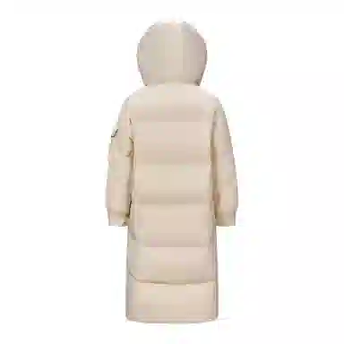 鸭鸭 字母刺绣中长款简约连帽拉链舒适长袖羽绒服 女款