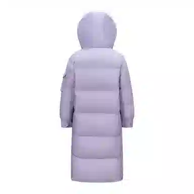 鸭鸭 字母刺绣中长款简约连帽拉链舒适长袖羽绒服 女款