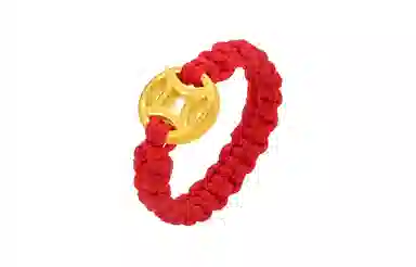 周六福 珠宝黄金红绳手饰小铜钱指环定价小众设计 足金 按克计价 戒指 女款