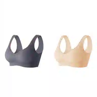 棉基因 亲肤无痕聚拢无钢圈收副乳背心式文胸 女款 组合装