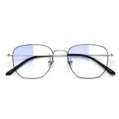 【联系客服可选度数】 苍木优品 感光变色抗疲劳眼镜近视可定制近视镜片超轻纯钛平光镜 合金钛 不规则形 光学镜架 男女同款情侣款