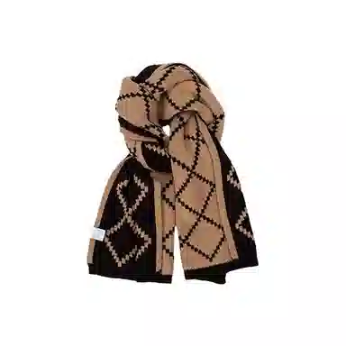 八小万 双面百搭高级感保暖加厚 毛线针织格子 腈纶 绒线围巾 女款