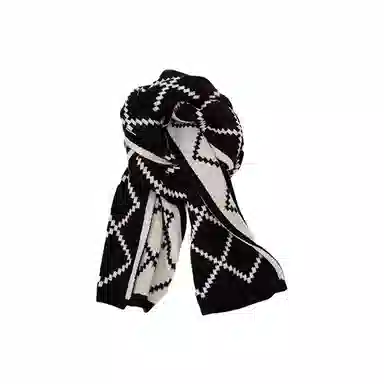 八小万 双面百搭高级感保暖加厚 毛线针织格子 腈纶 绒线围巾 女款