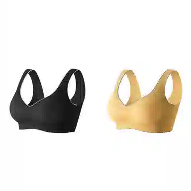 棉基因 亲肤无痕聚拢无钢圈收副乳背心式文胸 女款 组合装