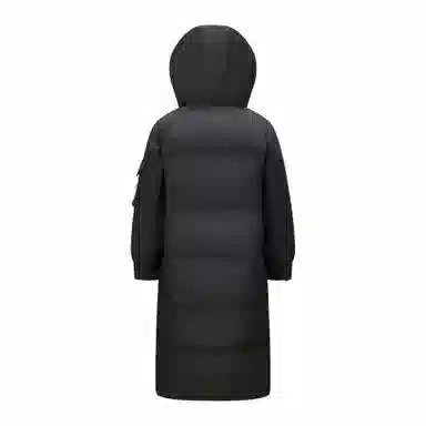 鸭鸭 字母刺绣中长款简约连帽拉链舒适长袖羽绒服 女款