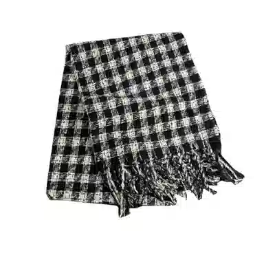 北极绒 氛围感格子冬新款韩系百搭学生可爱少女加厚保暖韩版 聚酯纤维 绒线围巾 男女同款情侣款