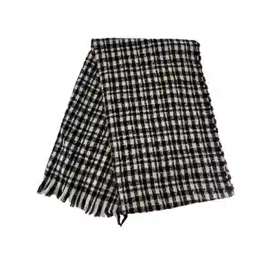 北极绒 新款高级感 经典百搭格子 秋冬季护颈两用 聚酯纤维 绒线围巾 男女同款情侣款