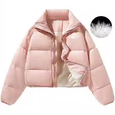 88rising Simple Solid Color Casual Stand Collar Short Down Jacket
