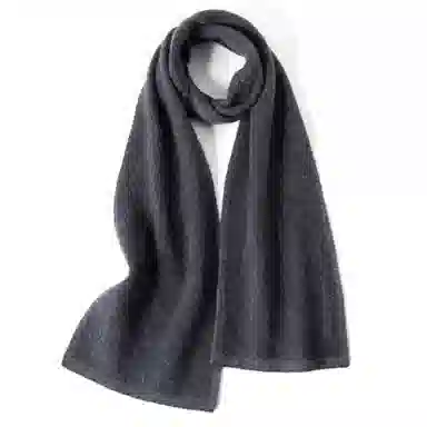 啄木鸟 双面羊绒黑灰色百搭高级感纯色 礼盒 绒线围巾 男款