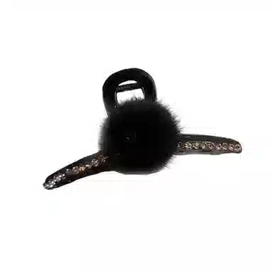 水中玉 秋冬毛球水钻抓夹高级感鲨鱼夹后脑勺盘发发卡头饰 亚克力 发夹  女款