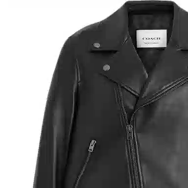 COACH Zip Collar Leather Jacket Black