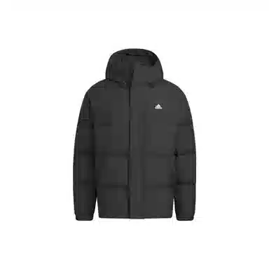 adidas Letter Print Down Hoodie Black