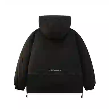 鸭鸭 字母宽松纯色连帽拉链厚款长袖羽绒服 男款