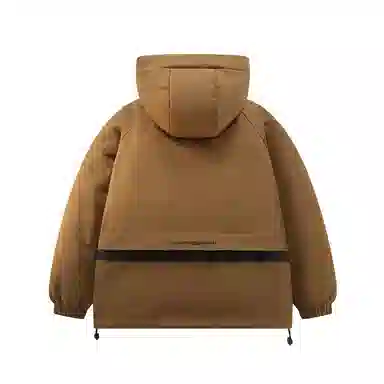 鸭鸭 字母宽松纯色连帽拉链厚款长袖羽绒服 男款