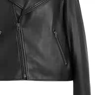 COACH Zip Collar Leather Jacket Black