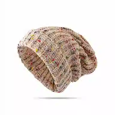 雅鹿优选 秋冬百搭毛线帽子女生大头围显脸小堆堆帽彩虹混色保暖针织套头冷帽绒线帽 涤纶 绒线帽 女款