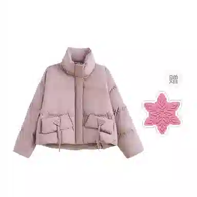 棉购 美式学院风简约百搭棉服 女款 粉色