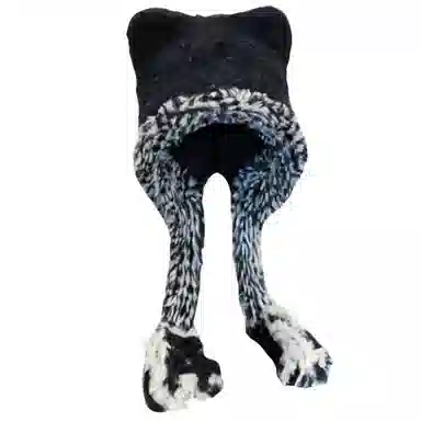 北极绒 大头围显脸小新款韩版百搭保暖毛绒系带护耳 聚酯纤维 绒线帽 男女同款情侣款