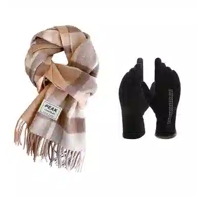 匹克 秋冬季防寒保暖套装流苏撞色文艺百搭 聚酯纤维 绒线围巾 男女同款情侣款