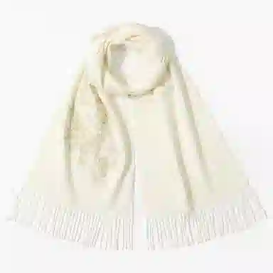 上海故事 红披肩女外搭秋冬加厚保暖时尚刺绣外出防寒小围脖女士 绵羊毛 绒线围巾 女款