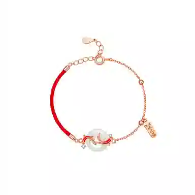 中国珠宝 锦鲤平安扣手饰 新潮设计感冷淡风 小众设计 大气简约 轻奢时尚高级感 日常通勤显气质 小巧精致百搭 玉髓 手链 女款