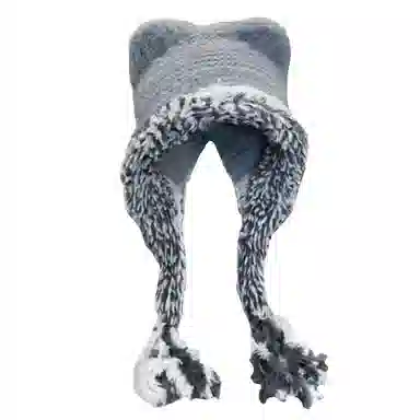 北极绒 大头围显脸小新款韩版百搭保暖毛绒系带护耳 聚酯纤维 绒线帽 男女同款情侣款