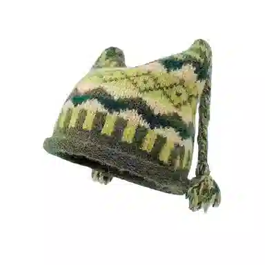 北极绒 可爱麻花辫 民族风提花针织 秋冬季显脸小保暖护耳包头帽 聚酯纤维 绒线帽 男女同款情侣款