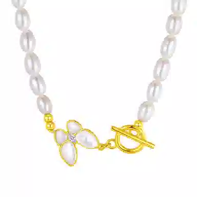 遇点 好运蝴蝶 新中式国潮精致优雅小众高级感设计 生日纪念日送给女朋友好礼 淡水珍珠 项链 女款