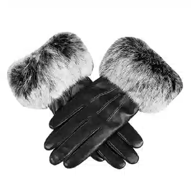 上海故事 秋冬季防风防寒开车骑行加绒保暖时尚真皮轻奢 羊皮革 手套 女款 黑色