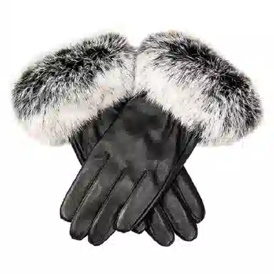 上海故事 秋冬季防风防寒开车骑行加绒保暖时尚真皮轻奢 羊皮革 手套 女款 黑色