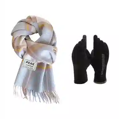 匹克 秋冬季防寒保暖套装流苏撞色文艺百搭 聚酯纤维 绒线围巾 男女同款情侣款