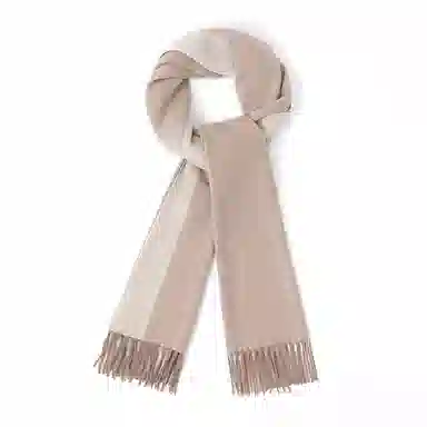 上海故事 秋冬加厚保暖 防寒外出个性缎纹双面拼色 绵羊毛 绒线围巾 女款