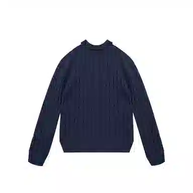 我是大卫 慵懒风麻花纹理感翻领开衫纯色宽松高级感韩系长袖针织衫 男女同款