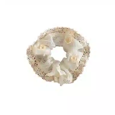 水中玉 法式蝴蝶结蕾丝大肠发圈韩系扎马尾皮筋大号丸子头头花发绳头饰 布艺 头绳 女款