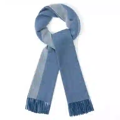 上海故事 秋冬加厚保暖 防寒外出个性缎纹双面拼色 绵羊毛 绒线围巾 女款