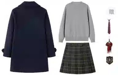 东鲸岁时记 保暖夹棉防寒舒适大口袋宽松大衣针织开衫百褶裙制服 女款