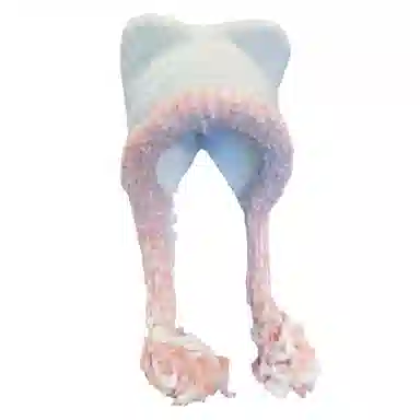 北极绒 大头围显脸小新款韩版百搭保暖毛绒系带护耳 聚酯纤维 绒线帽 男女同款情侣款