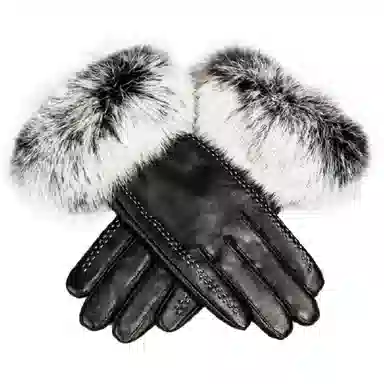 上海故事 秋冬季防风防寒开车骑行加绒保暖时尚真皮轻奢 羊皮革 手套 女款 黑色