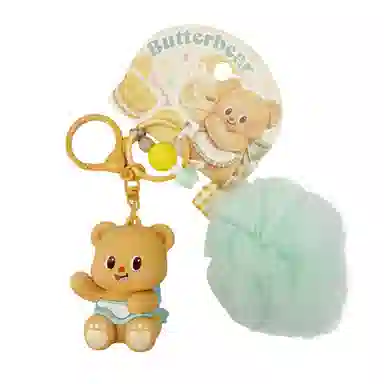 兰妮诗 黄油小熊甜品手记公仔钥匙扣 高级感治愈绒球包包挂饰 谷圈挂件