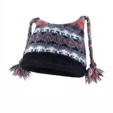 北极绒 可爱麻花辫 民族风提花针织 秋冬季显脸小保暖护耳包头帽 聚酯纤维 绒线帽 男女同款情侣款