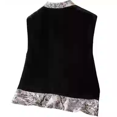 丝柏舍 新中式撞色复古气质马甲 女款 黑色