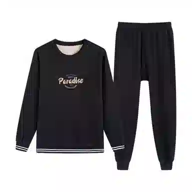 贴身领域 青少年内衣加绒加厚圆领可外穿秋衣秋裤打底保暖套装 男款