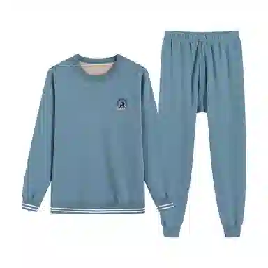 贴身领域 青少年内衣加绒加厚圆领可外穿秋衣秋裤打底保暖套装 男款