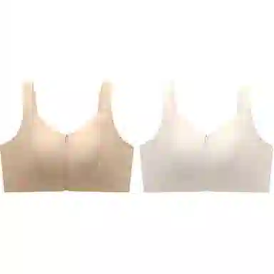 润微 大胸显小前拉链易穿脱塑胸无钢圈无痕运动防震文胸 女款 组合装