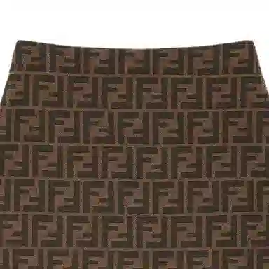 Fendi SS24 Embroidered Zip Skirt Brown
