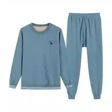 贴身领域 青少年内衣加绒加厚圆领可外穿秋衣秋裤打底保暖套装 男款