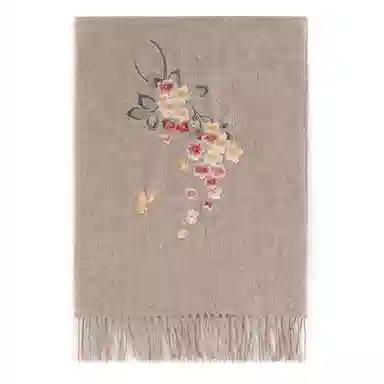 上海故事 秋冬福来系列绵羊毛加厚刺绣工艺流苏设计细腻柔软保暖礼盒包装 绒线围巾 女款