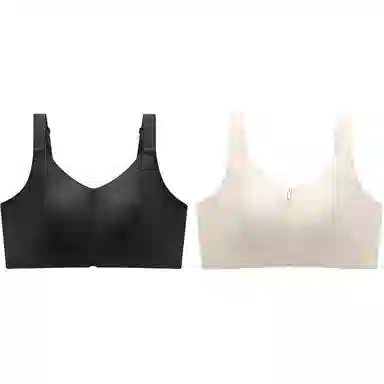 润微 大胸显小前拉链易穿脱塑胸无钢圈无痕运动防震文胸 女款 组合装